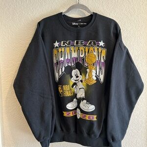 Disney Black Crewneck Sweater with Cartoon Graphic